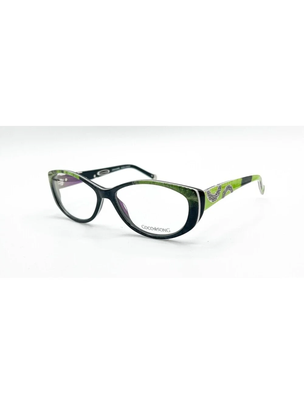 Coco Song Heart Place Col.1 Polished Black/Green Authentic Eyeglasses 53-15-140